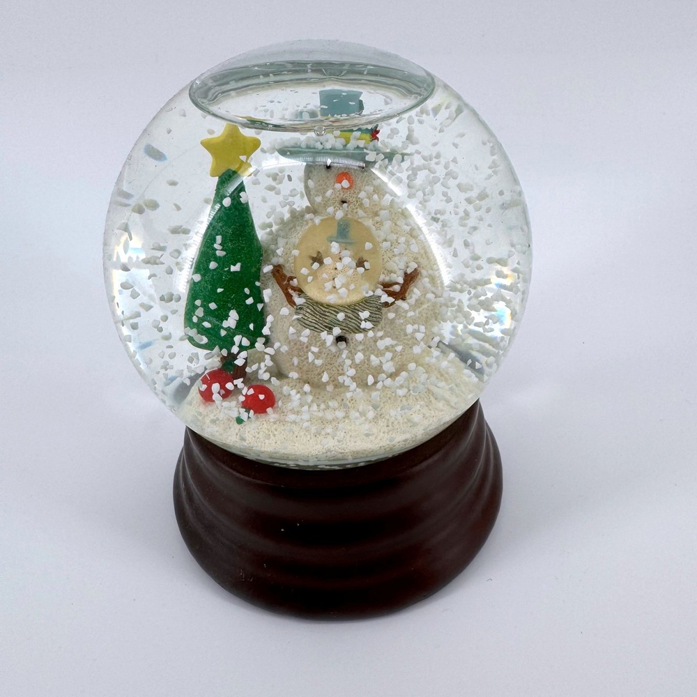 Eddie Bauer Home Snow Globe 2000 Snowman #0195 Christmas Tree Vintage 6 inch